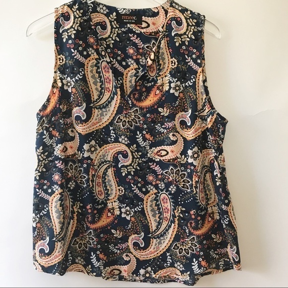 ReneeC paisley Stitchfix poly sleeveless top sz L - Picture 6 of 8